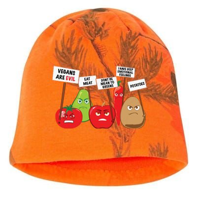 Funny Vegan Vegetables Fruits Protesting Against Vegans Kati - Camo Knit Beanie