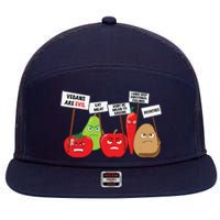 Funny Vegan Vegetables Fruits Protesting Against Vegans 7 Panel Mesh Trucker Snapback Hat