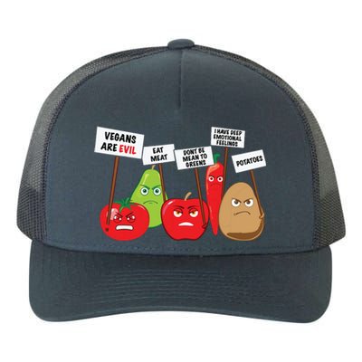 Funny Vegan Vegetables Fruits Protesting Against Vegans Yupoong Adult 5-Panel Trucker Hat