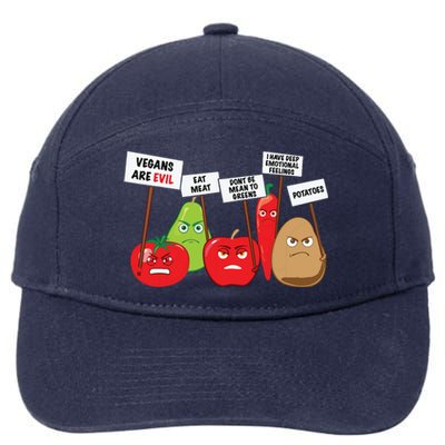 Funny Vegan Vegetables Fruits Protesting Against Vegans 7-Panel Snapback Hat