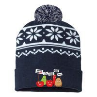 Funny Vegan Vegetables Fruits Protesting Against Vegans USA-Made Snowflake Beanie