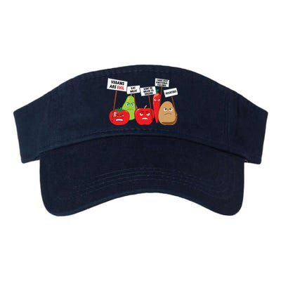 Funny Vegan Vegetables Fruits Protesting Against Vegans Valucap Bio-Washed Visor