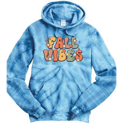 Fall Vibes Vintage Groovy Fall Season Retro Leopard Autumn Tie Dye Hoodie