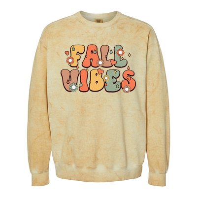 Fall Vibes Vintage Groovy Fall Season Retro Leopard Autumn Colorblast Crewneck Sweatshirt