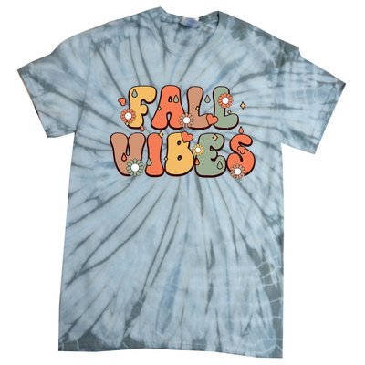 Fall Vibes Vintage Groovy Fall Season Retro Leopard Autumn Tie-Dye T-Shirt