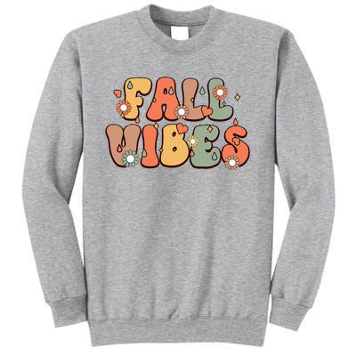 Fall Vibes Vintage Groovy Fall Season Retro Leopard Autumn Tall Sweatshirt