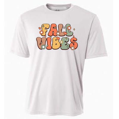 Fall Vibes Vintage Groovy Fall Season Retro Leopard Autumn Cooling Performance Crew T-Shirt