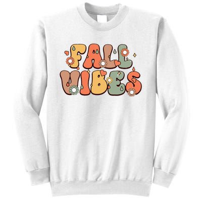 Fall Vibes Vintage Groovy Fall Season Retro Leopard Autumn Sweatshirt