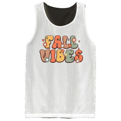 Fall Vibes Vintage Groovy Fall Season Retro Leopard Autumn Mesh Reversible Basketball Jersey Tank