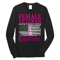 Female Veteran With Three Sides Women Veteran Mother Grandma Long Sleeve Shirt