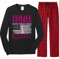 Female Veteran With Three Sides Women Veteran Mother Grandma Long Sleeve Pajama Set