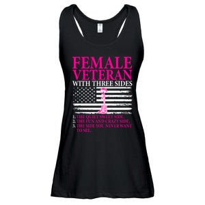 Female Veteran With Three Sides Women Veteran Mother Grandma Ladies Essential Flowy Tank