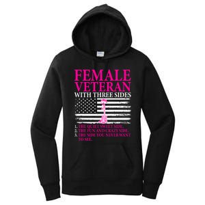 Female Veteran With Three Sides Women Veteran Mother Grandma Women's Pullover Hoodie