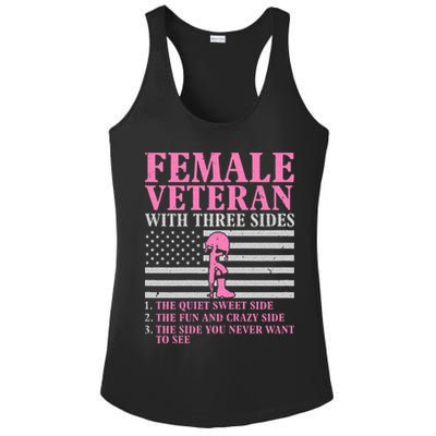 Female Veteran With Three Sides Women Veteran Mother Grandma Ladies PosiCharge Competitor Racerback Tank