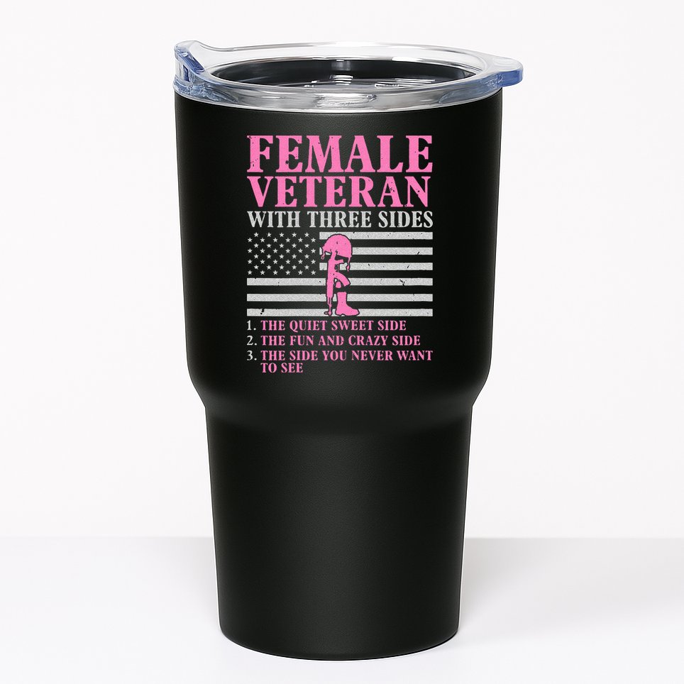 Female Veteran With Three Sides Women Veteran Mother Grandma Tumbler