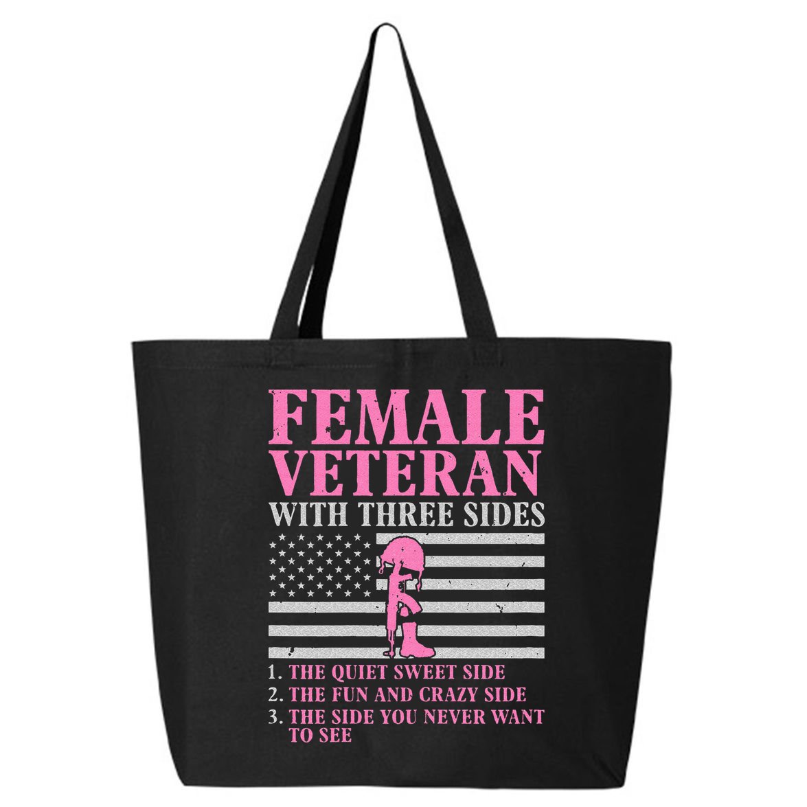 Female Veteran With Three Sides Women Veteran Mother Grandma 25L Jumbo Tote