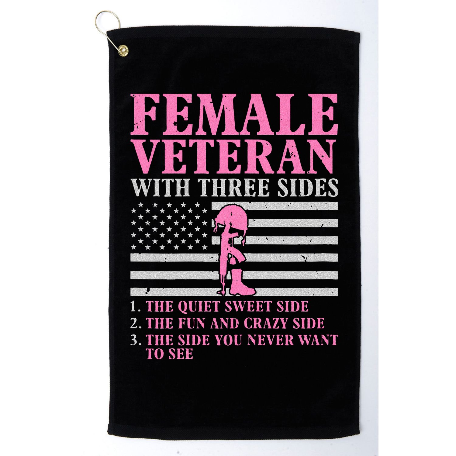 Female Veteran With Three Sides Women Veteran Mother Grandma Golf Towel