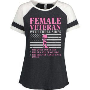 Female Veteran With Three Sides Women Veteran Mother Grandma Enza Ladies Jersey Colorblock Tee