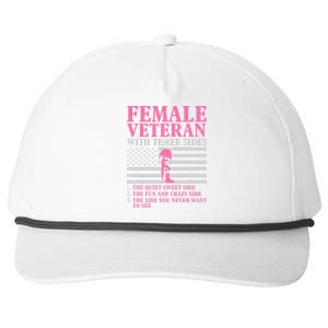 Female Veteran With Three Sides Women Veteran Mother Grandma Snapback Five-Panel Rope Hat