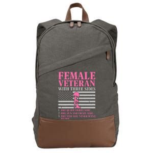 Female Veteran With Three Sides Women Veteran Mother Grandma Cotton Canvas Backpack