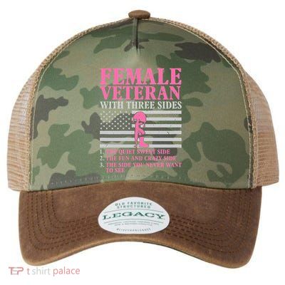 Female Veteran With Three Sides Women Veteran Mother Grandma Legacy Tie Dye Trucker Hat