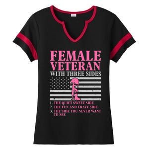 Female Veteran With Three Sides Women Veteran Mother Grandma Ladies Halftime Notch Neck Tee