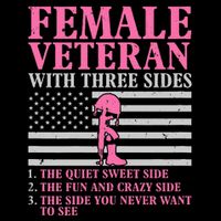 Female Veteran With Three Sides Women Veteran Mother Grandma Cooling Performance Crew T-Shirt