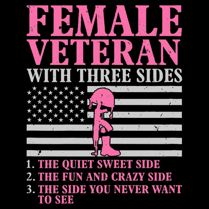 Female Veteran With Three Sides Women Veteran Mother Grandma Cooling Performance Crew T-Shirt