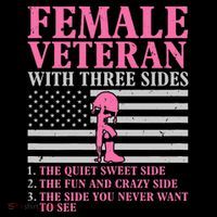 Female Veteran With Three Sides Women Veteran Mother Grandma T-Shirt