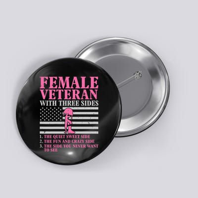 Female Veteran With Three Sides Women Veteran Mother Grandma Button