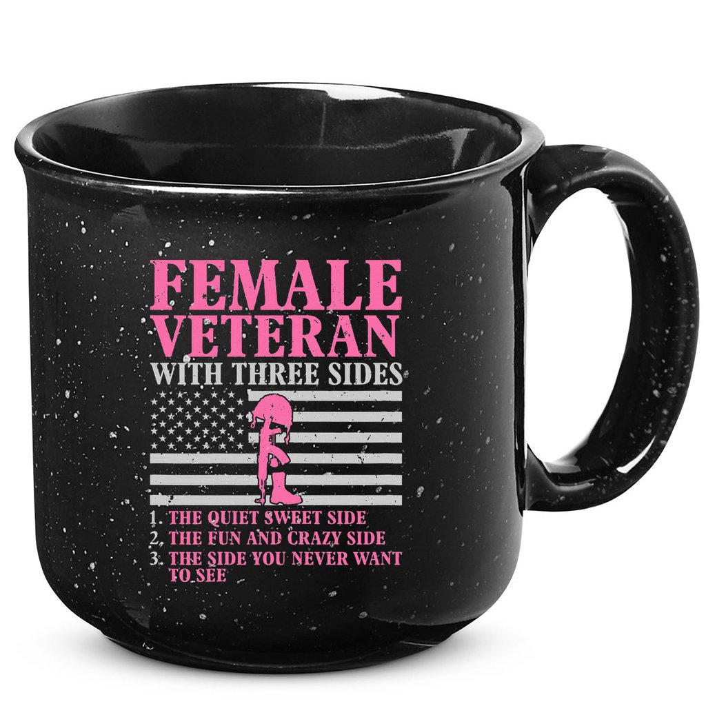 Female Veteran With Three Sides Women Veteran Mother Grandma 15oz Campfire Ceramic Mug