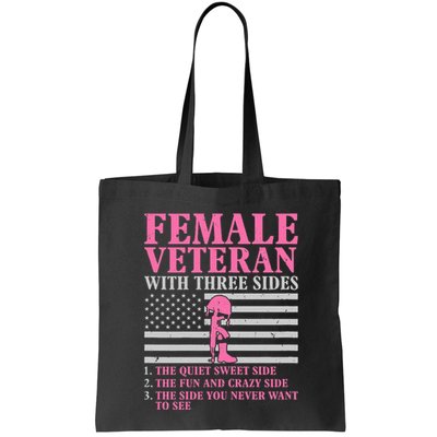 Female Veteran With Three Sides Women Veteran Mother Grandma Bag