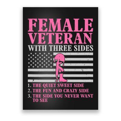 Female Veteran With Three Sides Women Veteran Mother Grandma Poster