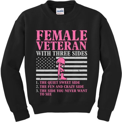Female Veteran With Three Sides Women Veteran Mother Grandma Kids Sweatshirt