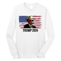 Funny Vintage Western Trump Cowboy Trump Daddy Long Sleeve Shirt