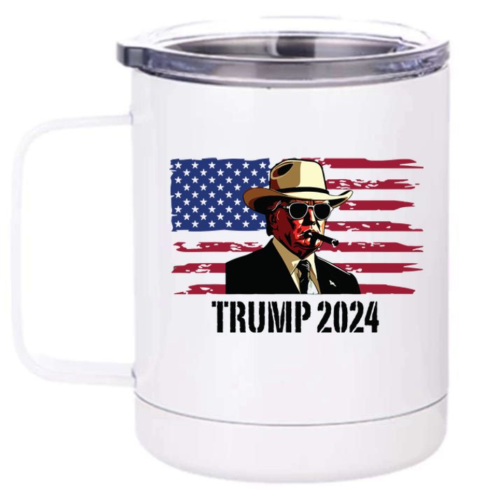 Funny Vintage Western Trump Cowboy Trump Daddy 12 oz Stainless Steel Tumbler Cup