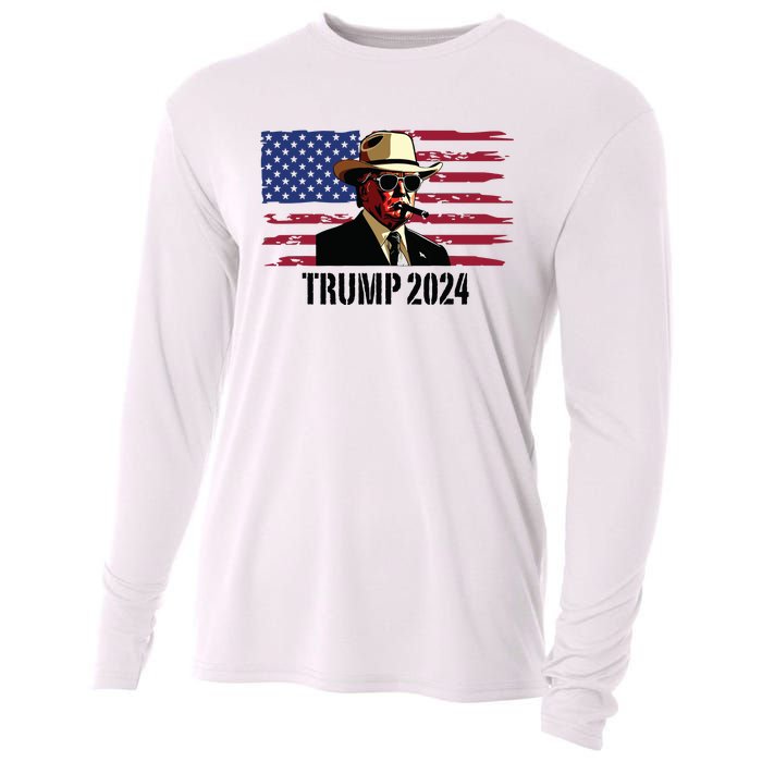 Funny Vintage Western Trump Cowboy Trump Daddy Cooling Performance Long Sleeve Crew