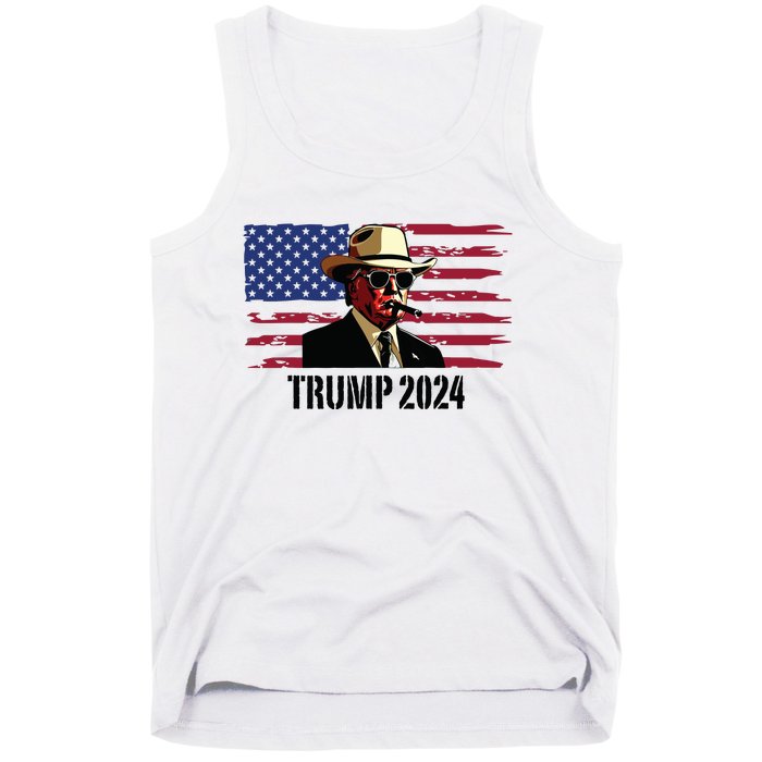 Funny Vintage Western Trump Cowboy Trump Daddy Tank Top