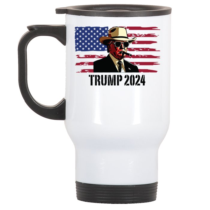 Funny Vintage Western Trump Cowboy Trump Daddy Stainless Steel Travel Mug