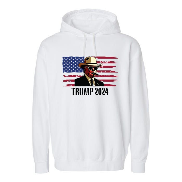 Funny Vintage Western Trump Cowboy Trump Daddy Garment-Dyed Fleece Hoodie