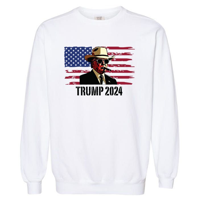 Funny Vintage Western Trump Cowboy Trump Daddy Garment-Dyed Sweatshirt