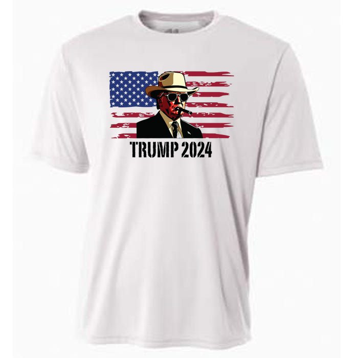 Funny Vintage Western Trump Cowboy Trump Daddy Cooling Performance Crew T-Shirt