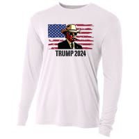 Funny Vintage Western Trump Cowboy Trump Daddy Cooling Performance Long Sleeve Crew