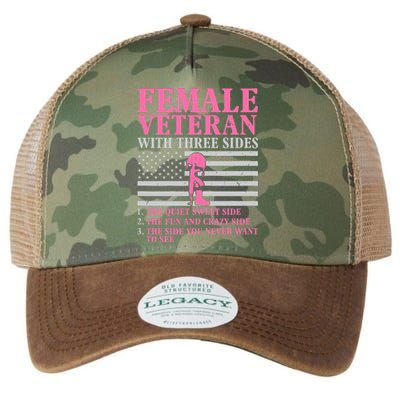 Female Veteran With Three Sides Women Veteran Mother Grandma Legacy Tie Dye Trucker Hat