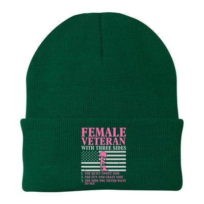 Female Veteran With Three Sides Women Veteran Mother Grandma Knit Cap Winter Beanie