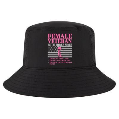 Female Veteran With Three Sides Women Veteran Mother Grandma Cool Comfort Performance Bucket Hat