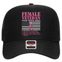 Female Veteran With Three Sides Women Veteran Mother Grandma High Crown Mesh Back Trucker Hat