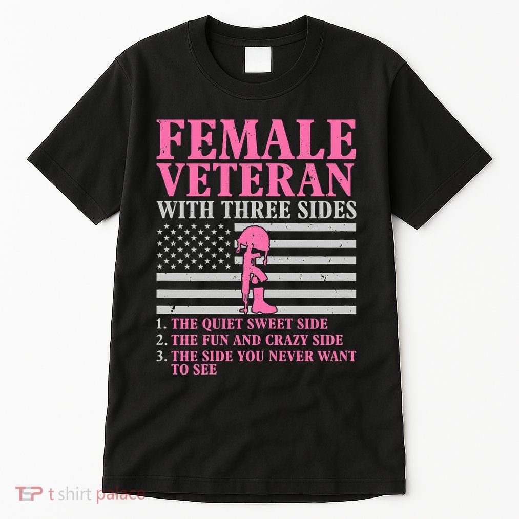 Female Veteran With Three Sides Women Veteran Mother Grandma Tall T-Shirt