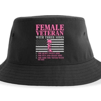 Female Veteran With Three Sides Women Veteran Mother Grandma Sustainable Bucket Hat