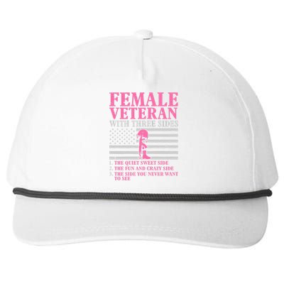 Female Veteran With Three Sides Women Veteran Mother Grandma Snapback Five-Panel Rope Hat